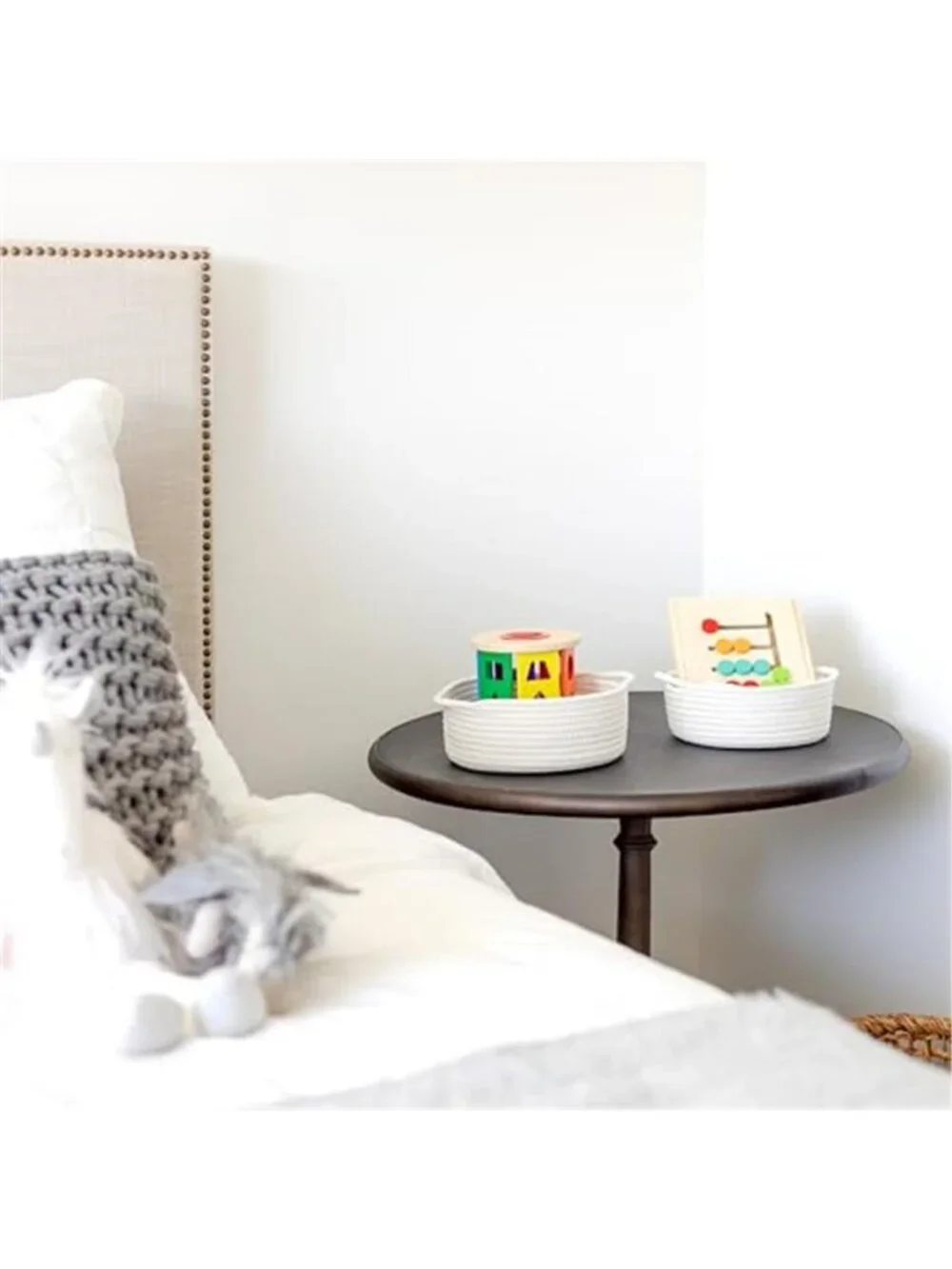 New 5-Piece Round Woven Cotton Rope Storage Baskets for Organizing, Small Shallo